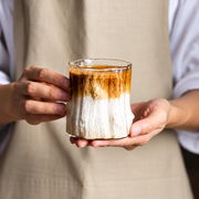 Ribbed American Coffee Glass – Vertical Textured Tumbler, Iced Latte Cup
