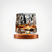 Spinning Whiskey Glass – Sculptural Rotating Rocks Tumbler, Unique Barware