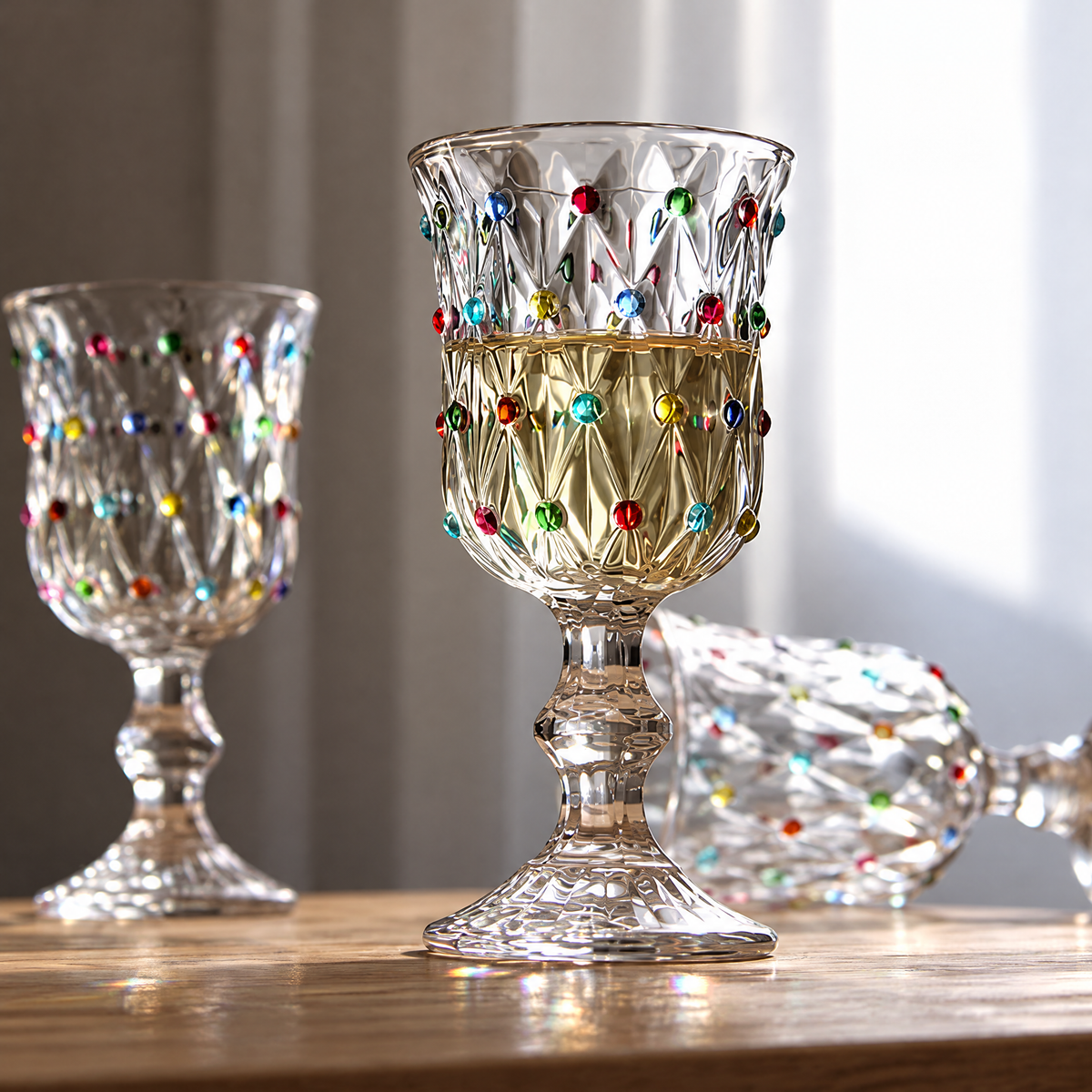 Retro Polka Dot Wine Glass – Vintage Stemmed Goblet, Decorative Red Wine Glass