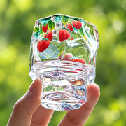 Strawberry Crystal-Style Glass Tumbler – Fruit-Inspired Aesthetic Drinkware