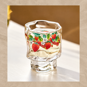 Strawberry Crystal-Style Glass Tumbler – Fruit-Inspired Aesthetic Drinkware