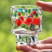Strawberry Crystal-Style Glass Tumbler – Fruit-Inspired Aesthetic Drinkware