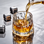 Spinning Whiskey Glass – Sculptural Rotating Rocks Tumbler, Unique Barware