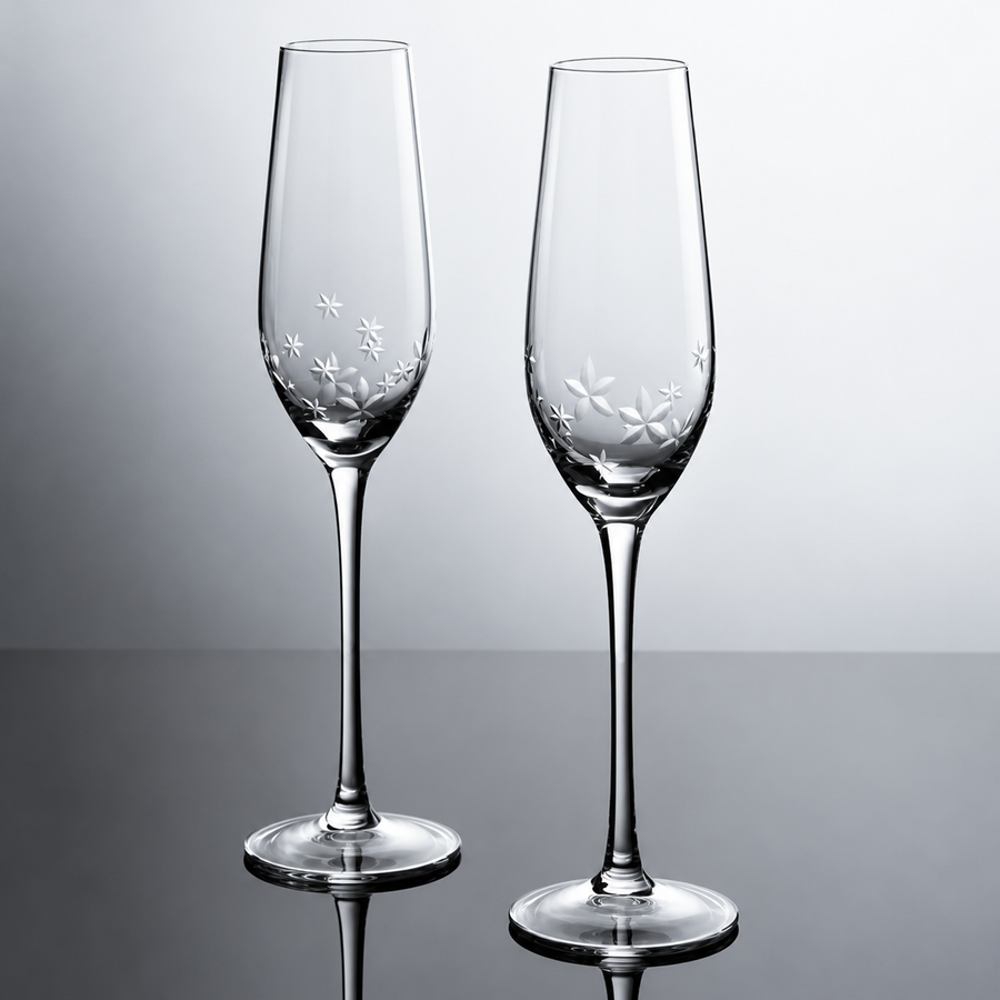 Starflower Champagne Flute – Elegant Toasting Glass, Celebration Stemware